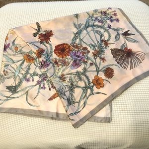 Pink floral silk scarf